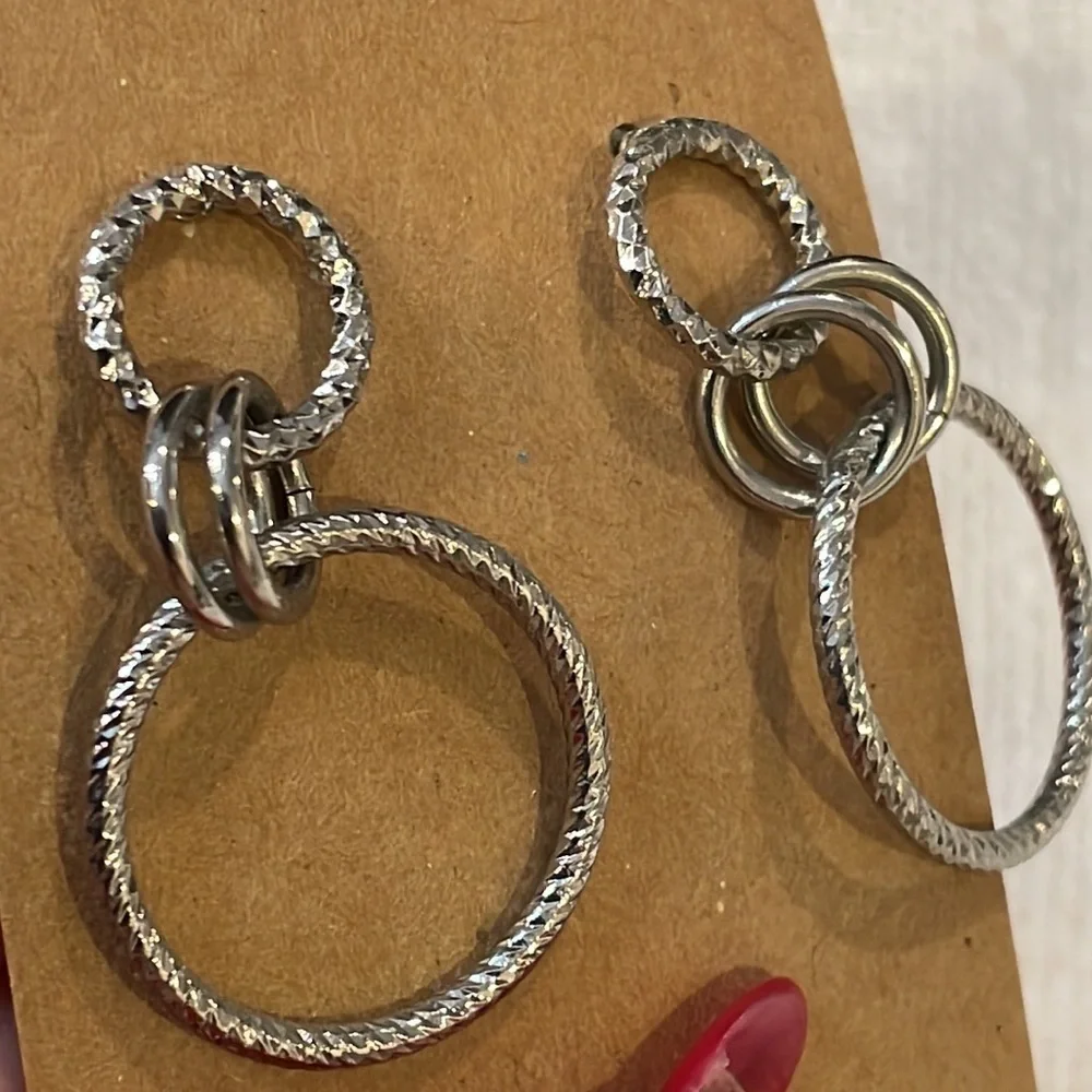 💐5/25 chunky interlocking hoop circle chain statement earrings